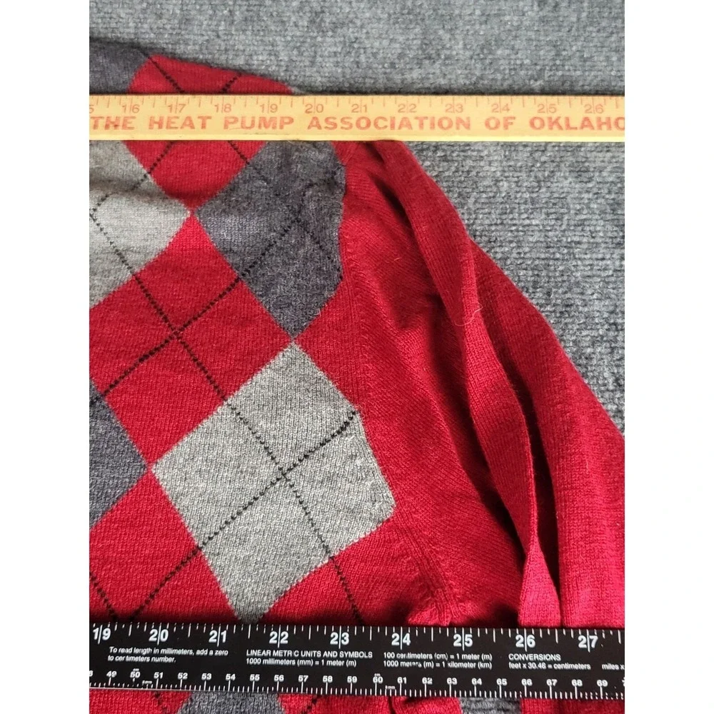Jos A Bank Lambswool Blend Argyle Crewneck Sweater Mens‎ L Red LS Pullover Work